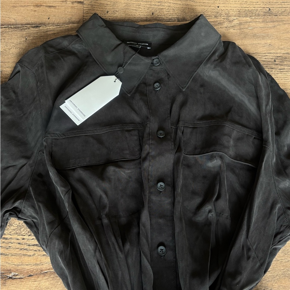 Universal Standard Black Shirt Dress 3/4 Sleeve - Picture 3 of 6